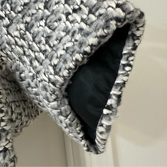 Jarbo Black & Gray Cropped Tweed Blazer Jacket, Size S